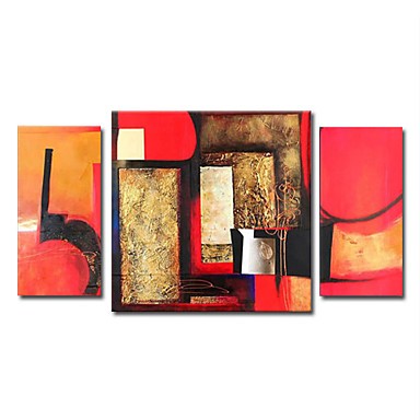 Hand-painted Abstract Oil Painting with Stretched Frame - Set of 3 ...