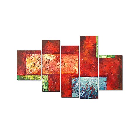 Hand-painted Abstract Oil Painting with Stretched Frame - Set of 5 ...