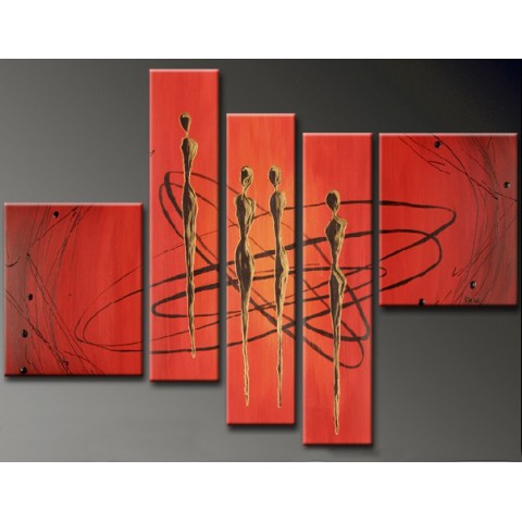Hand-painted Abstract Oil Painting with Stretched Frame - Set of 5 ...